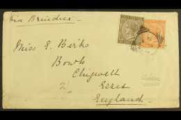 USED IN ADEN 1885 (18th Aug) Envelope To Chigwell Essex Bearing India QV 1a & 3a Stamps Tied By A Pretty... - Andere & Zonder Classificatie