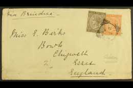 USED IN ADEN 1885 (18th Aug) Envelope To Chigwell Essex Bearing India QV 1a & 3a Stamps Tied By A Pretty... - Autres & Non Classés