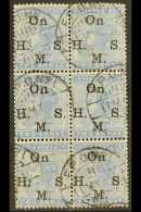 CHINA EXPEDITIONARY FORCE India Official 2a Pale Blue, Opt'd O.H.M.S, SG O42, Used Block Of 6 Bearing F.P.O No 1... - Other & Unclassified