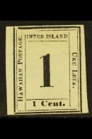 1864-5 1c Black, Numeral, Sc 19, Fine Mint No Gum. Corner Crease Bottom Right. For More Images, Please Visit... - Hawaï