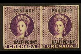 1881 ½d Deep Mauve, Wmk Large Star, Variety "Imperf Pair", SG 21a, Very Fine And Fresh Mint No Gum. For... - Grenade (...-1974)