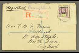 OCEAN ISLAND 1914 Registered Cover To England, Bearing Corner Marginal 5d Ovpt On Fiji (damaged At Top), Cancelled... - Îles Gilbert Et Ellice (...-1979)