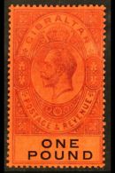 1912 £1 Dull Purple And Black On Red, SG 85, Fine Mint. For More Images, Please Visit... - Gibraltar