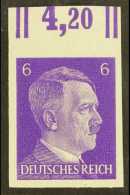 1941-44 6pf Reddish Violet Hitler IMPERF, Michel 785 U, Fine Never Hinged Mint Upper Marginal Example, Very Fresh,... - Other & Unclassified