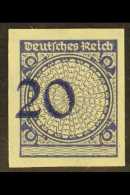 1923 (Dec) 20pf Violet-blue IMPERF (Michel 341 U, SG 355a), Very Fine Mint, Numeral '20' Shifted To The Left, Very... - Other & Unclassified