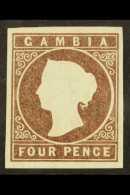 1874 4d Brown, Watermark "Crown CC," Imperforate, SG 5, Four Good To Large Margins,good To Fine Mint. For More... - Gambie (...-1964)