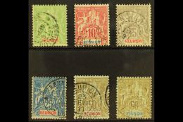 REUNION 1900-05 "Tablet" New Colours Set Complete, SG 50/55 (Yvert 46/51). Very Fine Used (7 Stamps) For More... - Autres & Non Classés