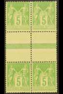 1898-1900 5c Yellow-green Sage Type II, Yvert 106, SG 283, Fine Never Hinged Mint GUTTER BLOCK Of 4, Very Fresh.... - Other & Unclassified