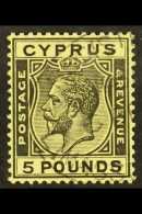1924 £5 Black And Yellow, SG 117a, Very Fine Used With Neat Oval Limassol Registered Cancel. BPA Photo... - Andere & Zonder Classificatie