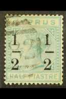 1886 "½" On ½pi Emerald-green Fractions 8mm Apart Wmk CC With SMALL "1" AT RIGHT Variety, SG 28b,... - Other & Unclassified