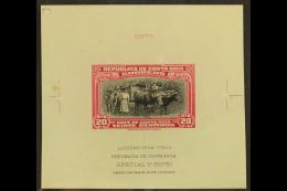 1945 20c Black And Carmine Coffee Gathering (as SG 408, Scott 245) - A DIE PROOF Affixed To Card, With American... - Costa Rica