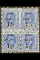 1917 1½d On 2½d Deep Blue "War Tax" Overprint NO FRACTION BAR Variety, SG 54, Within Fine Mint BLOCK... - Iles Caïmans
