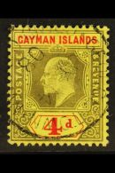 1907-09 4d Black & Red On Yellow, SG 29, Superb Used With Fully Dated "Georgetown" Cds Cancel, Very Fresh. For... - Cayman (Isole)