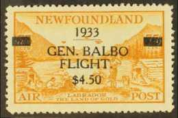 1933 $4.50 On 75c Yellow Brown, "Balbo" Flight, SG 235, Very Fine And Fresh Mint. For More Images, Please Visit... - Andere & Zonder Classificatie