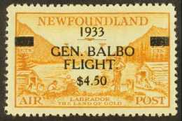 1933 $4.50 On 75c Yellow Brown, "Balbo" Flight, SG 235, Very Fine And Fresh Mint. For More Images, Please Visit... - Andere & Zonder Classificatie