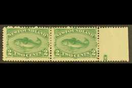 1896 2c Green Cod Fish Re-issue, SG 64, Very Fine Marginal Mint Pair (one With Tiny Hinge Thin Spot). For More... - Altri & Non Classificati