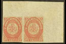 1862 1s Rose Lake, SG 23, Top Right Corner Pair, Very Fine Mint. (2 Stamps) For More Images, Please Visit... - Other & Unclassified