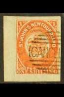 1860 1s Orange-vermilion, Handstamped "CANCELLED", SG 15, A Spectacular Corner Copy Forgery, Signed By The Man... - Other & Unclassified