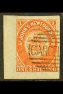 1860 1s Orange-vermilion, Handstamped "CANCELLED", SG 15, A Spectacular Corner Copy Forgery, Signed By The Man... - Andere & Zonder Classificatie