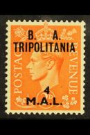 TRIPOLITANIA 1950 4l On 2d Orange, Variety "Misaligned Surch", SG T17a, Very Fine Mint. Scarce. For More Images,... - Italiaans Oost-Afrika