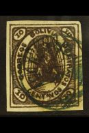 1867-68 10c Black-brown Condor (Scott 4, SG 7b), Fine Used With Circular "Corocora" Postmark, Four Large Margins,... - Bolivië