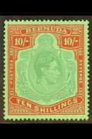 1939 10s Bluish Green & Deep Red On Green Perf 14, Chalky Paper, SG 119a, Never Hinged Mint For More Images,... - Bermudes