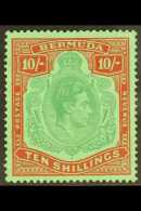 1939 10s Bluish Green And Deep Red On Green, SG 119a, Very Fine Mint For More Images, Please Visit... - Bermuda