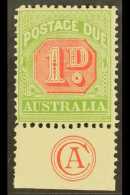 POSTAGE DUES 1909 1d Rosine And Yellow Green, Die 1, SG D64, Superb Marginal Mint With JB Cooke Monogram. Scarce... - Andere & Zonder Classificatie