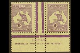 1932 9d Violet Roo (SG 133), ASH IMPRINT PAIR, Plate 4 - First State, BW 29zb, Mint (stamps Never Hinged), Couple... - Other & Unclassified