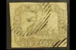 WESTERN AUSTRALIA 1857-59 6d Grey - Black Imperf, SG 19, 3 Clear Margins, Just Brushing At Base. Lovely For More... - Andere & Zonder Classificatie