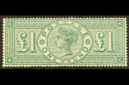 1891 £1 Green Queen Victoria, SG 212, Superb Mint. Beautiful Stamp With Only The Barest Trace Of Hinging,... - Andere & Zonder Classificatie