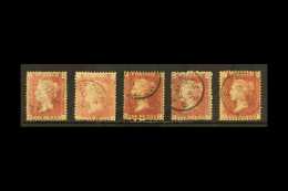 1858-79 1d Reds With Circular Cancels, Plates 93, 94, 167, 196 And 206, Mostly Good. (5 Stamps) For More Images,... - Other & Unclassified