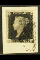 1840 1d Intense Black 'FG' Plate 6 Cancelled By 1844 - TYPE BARRED NUMERAL CANCELLATION, SG 1k, Fresh And... - Non Classés