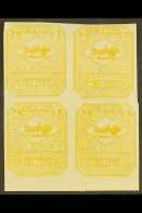 CIRCULAR DELIVERY COMPANY LOCAL STAMPS EDINBURGH & LEITH 1866 2d Yellow Imperf, SG Spec CD18, Mint BLOCK Of 4,... - Andere & Zonder Classificatie