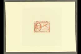 1945 Sunken Die Proof For The 90c Antonio Jose De Sucre Air, As Sc C212, Printed In Pale Reddish Brown On Card,... - Venezuela