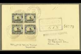 AMERICAN SAMOA 1927 (Dec 27) Registered Cover Franked With 5c Norse-American In A Lower Marginal BLOCK OF FOUR,... - Other & Unclassified