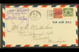 1928 FIRST FLIGHT COVER (July 17th) Battle Creek To Karlamazoo Bearing 8c Air Mail (Scott C4) & 2c Valley... - Other & Unclassified