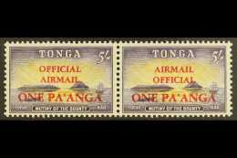 OFFICIALS 1967 1p On 5s Yellow & Lilac Air Surcharge, SG O21, Very Fine Never Hinged Mint Horizontal PAIR, One... - Tonga (...-1970)