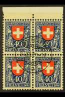 1923 40c (+10c) Pro Juventute (Mi 188, Zum 28), Upper Marginal BLOCK OF FOUR Very Fine Used With Central Cds. For... - Other & Unclassified
