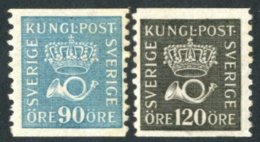 1925 90ore Blue & 120ore Black 'Crown & Posthorn' Definitives, Facit 167a & 171a, Never Hinged Mint.... - Autres & Non Classés