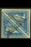 CAPE OF GOOD HOPE 1853 4d Deep Blue On Blued Paper, SG 2, Fine Used PAIR With Neat Triangular Barred Cancel And... - Unclassified