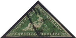 CAPE OF GOOD HOPE 1859 1s Deep Dark Green Triangular, SG 8b, With Three Small To Good Margins, And Part Triangular... - Unclassified