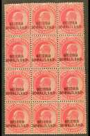 1903 KEVII 1a Carmine (SG 26) - A Never Hinged Mint BLOCK OF TWELVE (3 X 4) Including "BR1TISH" Variety (SG 26b)... - Somaliland (Protectoraat ...-1959)