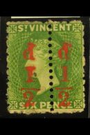 1881 ½d On Half 6d Bright Green, Variety "unsevered Pair", SG 33a, Fine Mint. Ex Jaffe Collection. For More... - St.Vincent (...-1979)