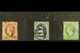 1863 Wmk CC Set, SG 5bx, SG7 & SG 8x, (1d & 6d With Reversed Watermarks) Fine Used (3 Stamps) For More... - St.Lucia (...-1978)