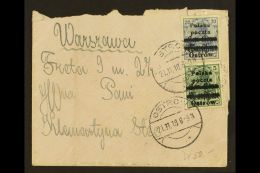 LOCAL ISSUE OSTROW 1918 (21 Nov) Cover Addressed To Warsaw Bearing 5pf Green & 20pf Blue With Local Overprints... - Autres & Non Classés