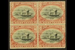 1897-1902 8c Black And Brown-purple Perf 13½-14, SG 102, BLOCK OF FOUR Very Fine Never Hinged Mint. Lovely!... - Noord Borneo (...-1963)