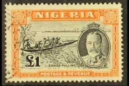 1936 KGV Pictorial Definitive £1 Black And Orange, SG 45, Fine Used. For More Images, Please Visit... - Nigeria (...-1960)