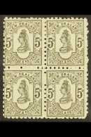 1891-95 5d Olive- Black, Perf 10, SG 223, BLOCK OF FOUR Mint Large Part OG - The Lower Pair Never Hinged.... - Autres & Non Classés