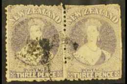 1862-64 3d Brown- Lilac Perf 13, Wmk Large Star, SG 74, Used HORIZONTAL PAIR With Perf Damage To The Right- Hand... - Other & Unclassified